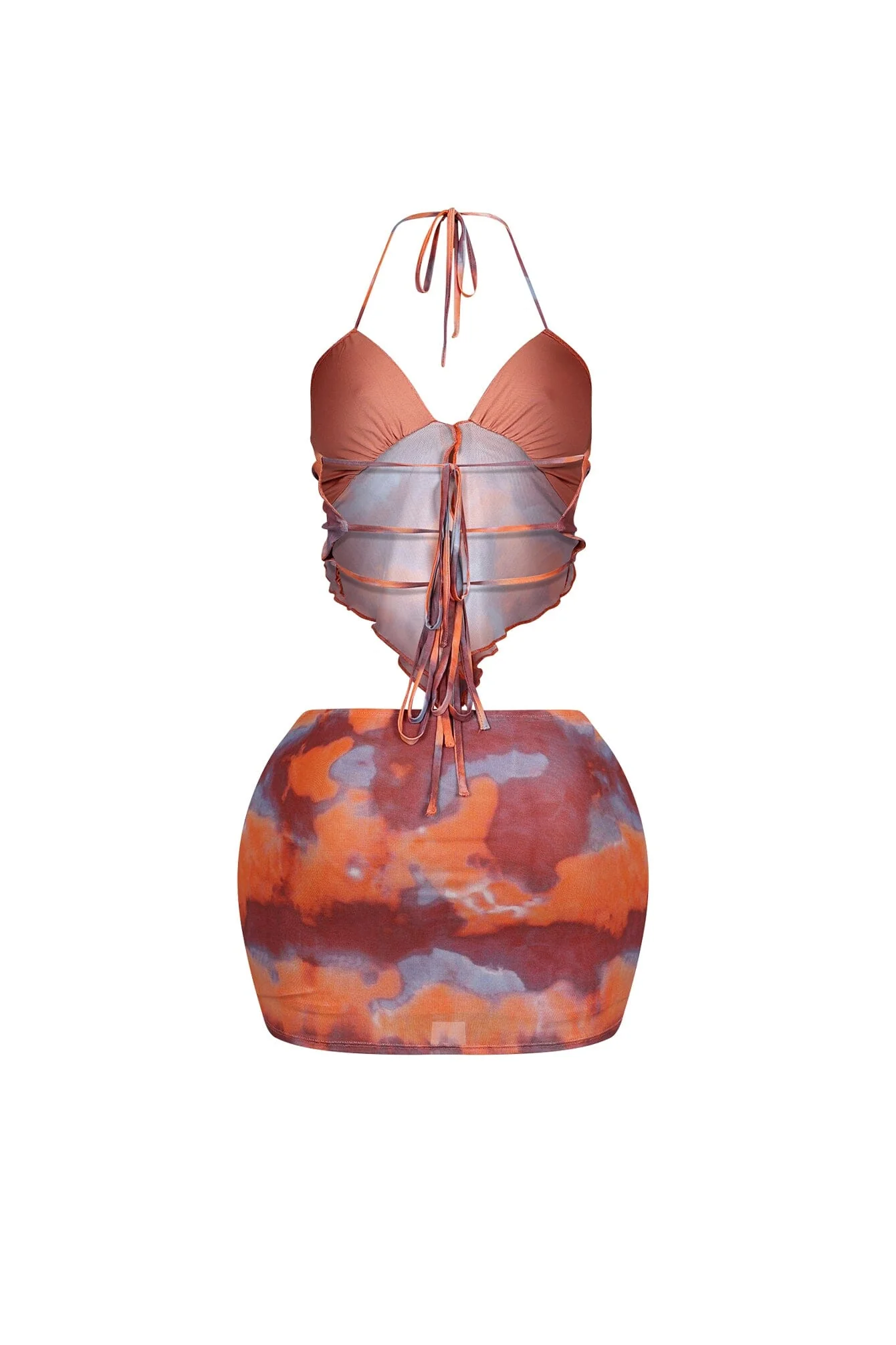 Solstice Mesh Print Halter Top & Skirt SET - Image 5