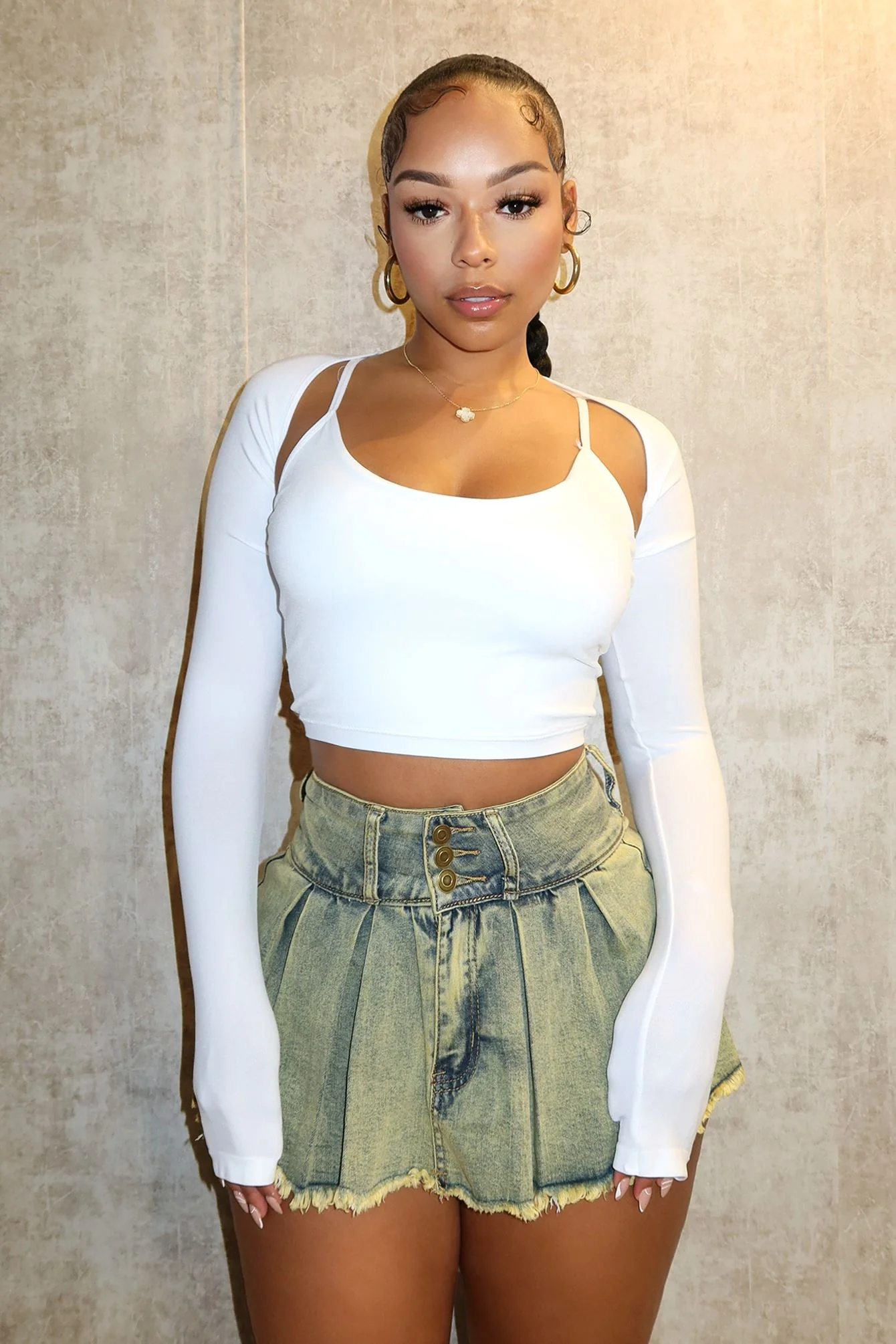 Soothing Basic Cami Crop Top With Bolero SET