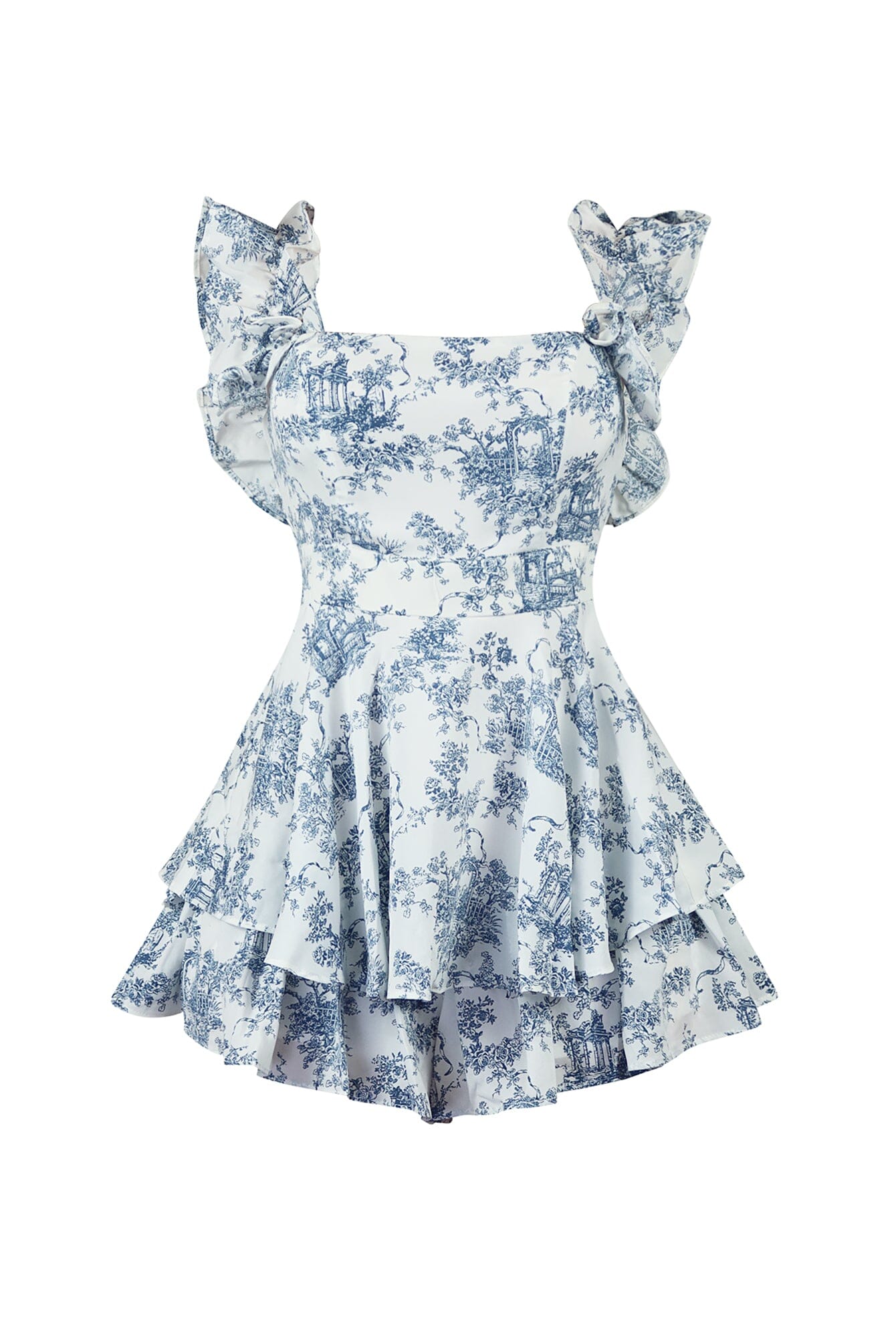 Sophia Print Off Shoulder Woven Ruffled Romper - Image 3