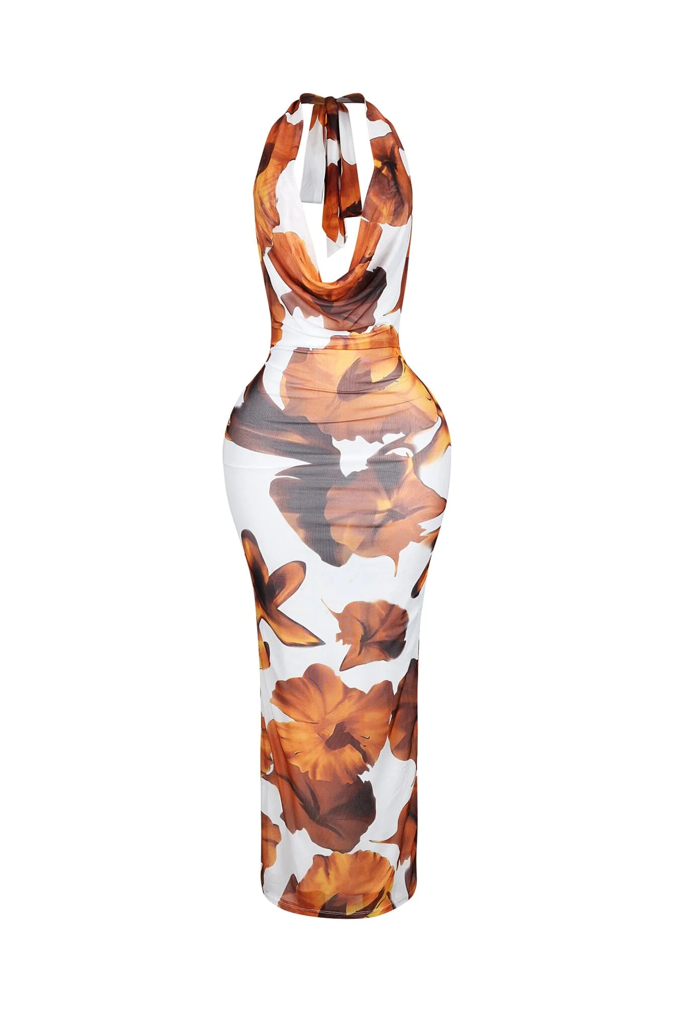 Sundaze Print Mesh Cowl Neck Maxi Dress - Image 5