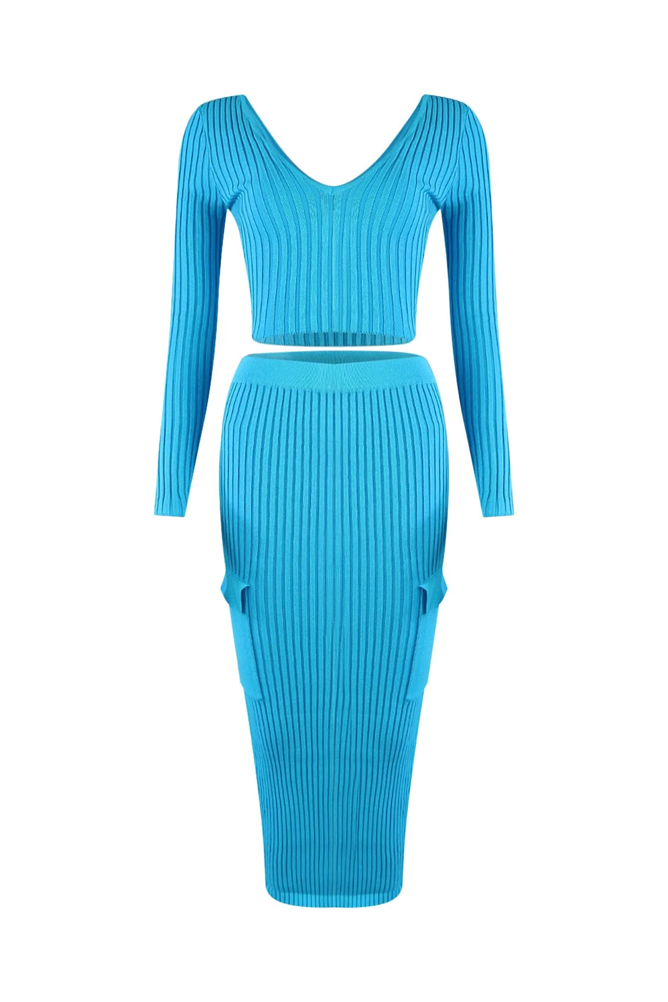 Sweet Sweater Knit Top & Midi Skirt SET - Image 3