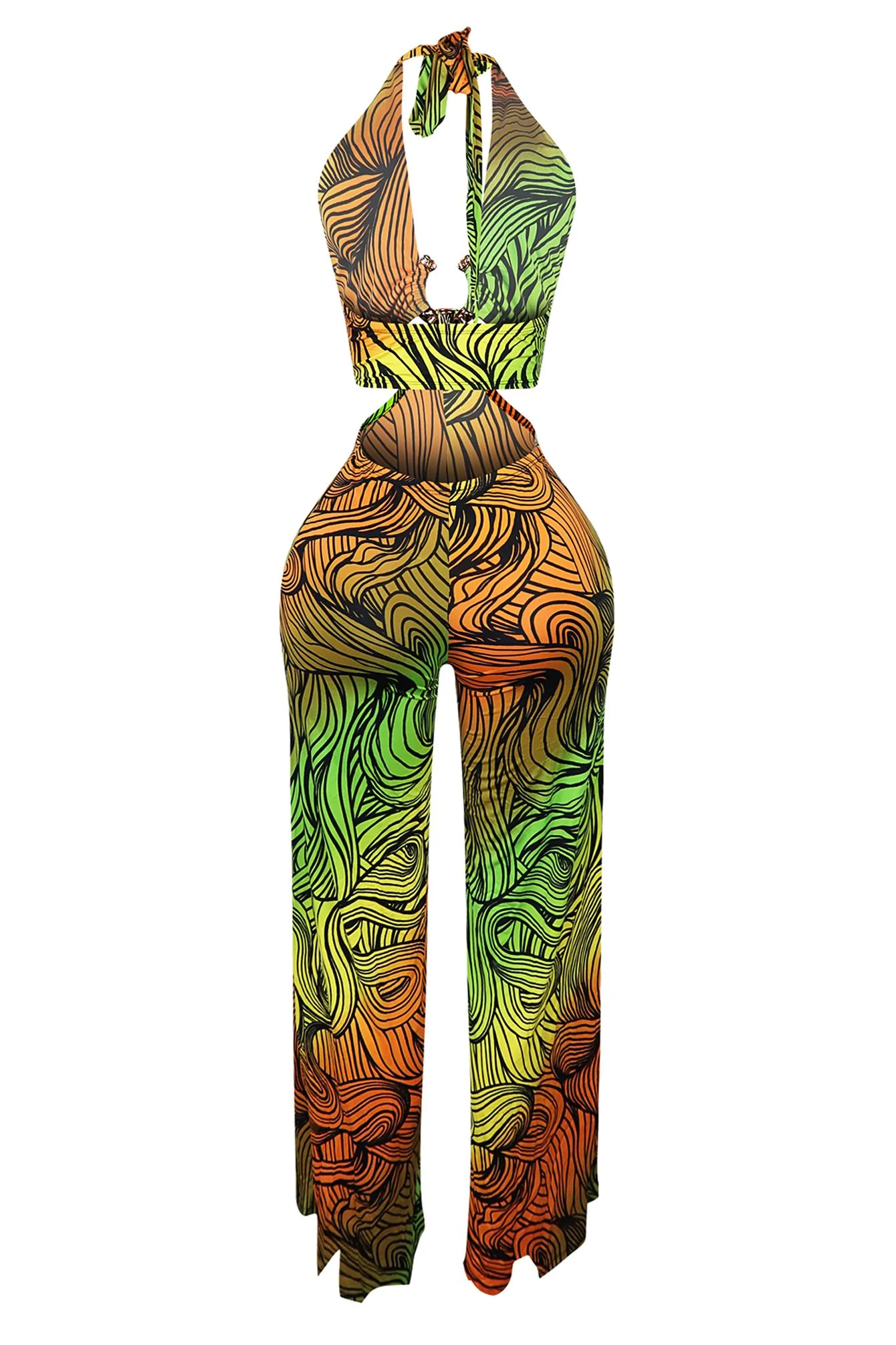 Sweet Escape Metal Trim Print Halter Jumpsuit - Image 5