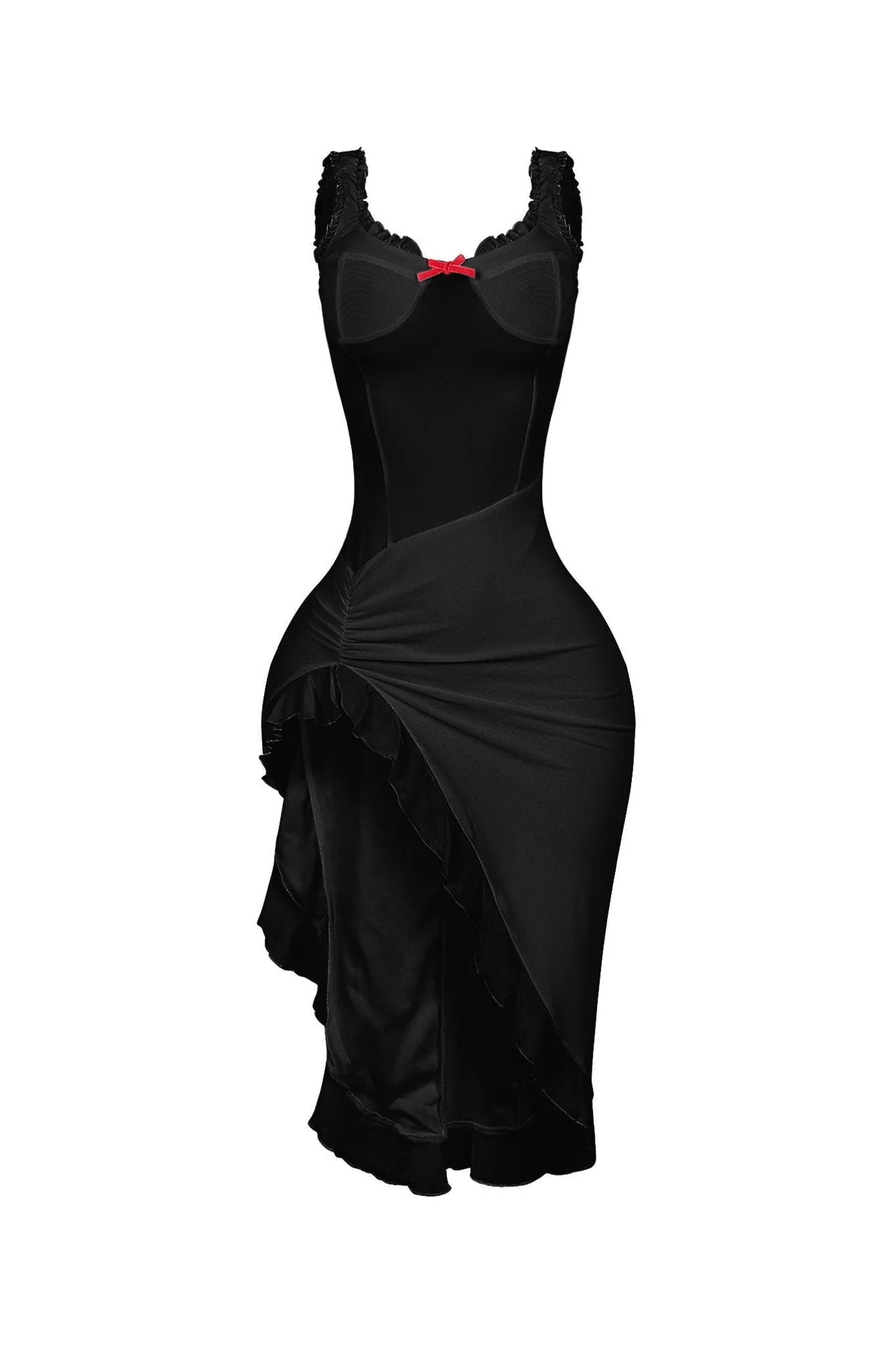 Tamiko Mesh Ruffle Trim Tank Midi Dress - Image 4