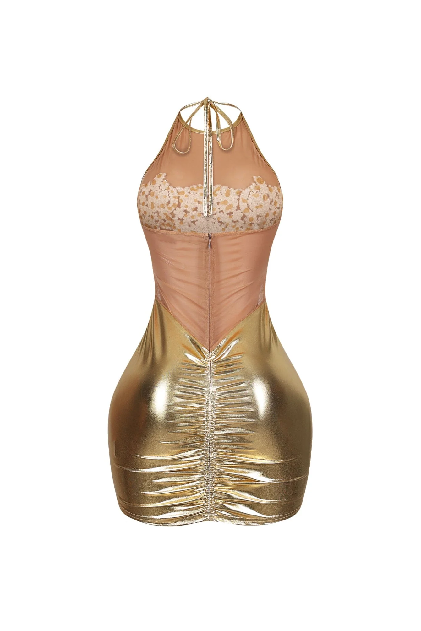 The Queen Rhinestone Mesh Halter Mini Dress - Image 5