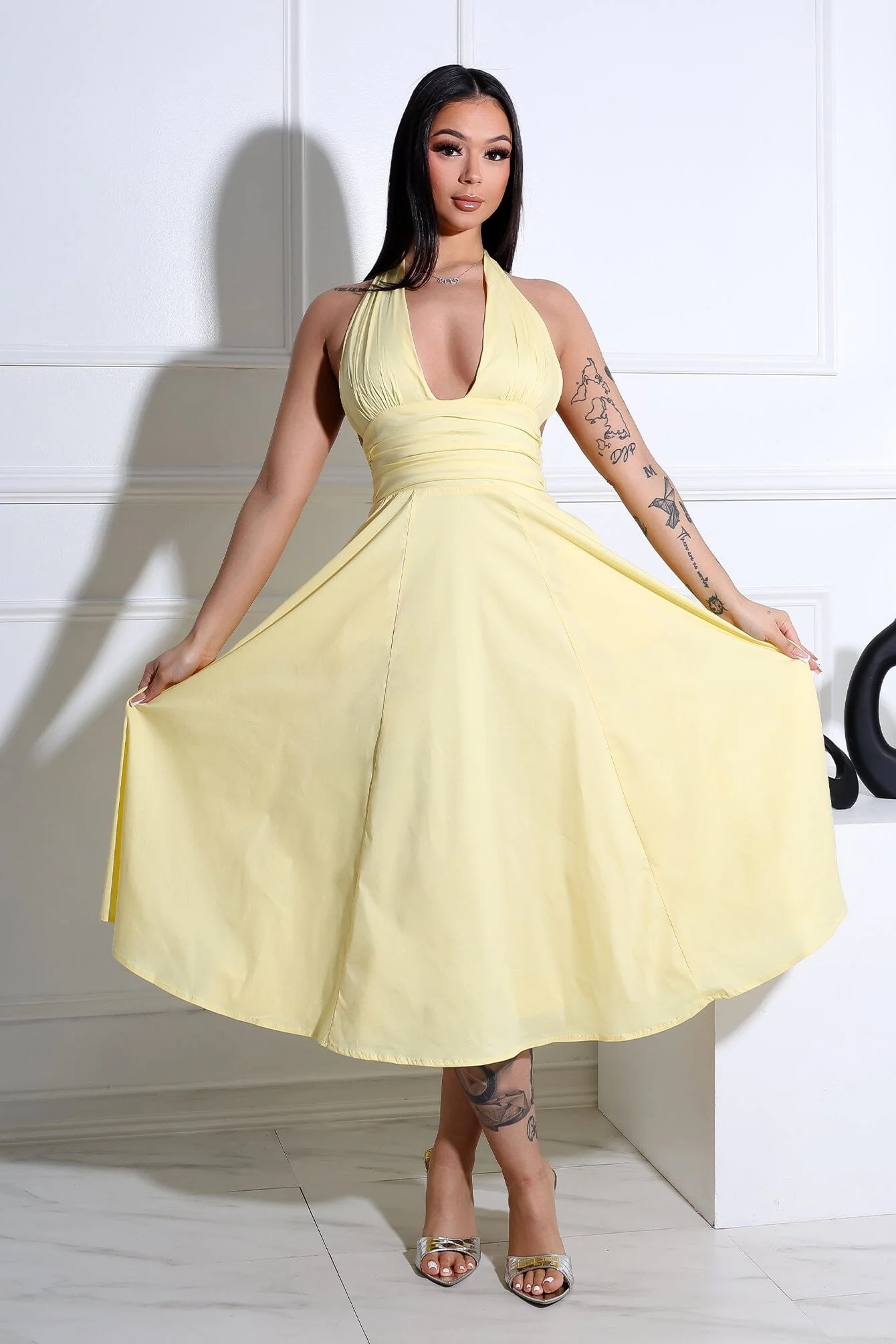 Tiffanie Poplin Halter Neck Midi Dress - Image 2
