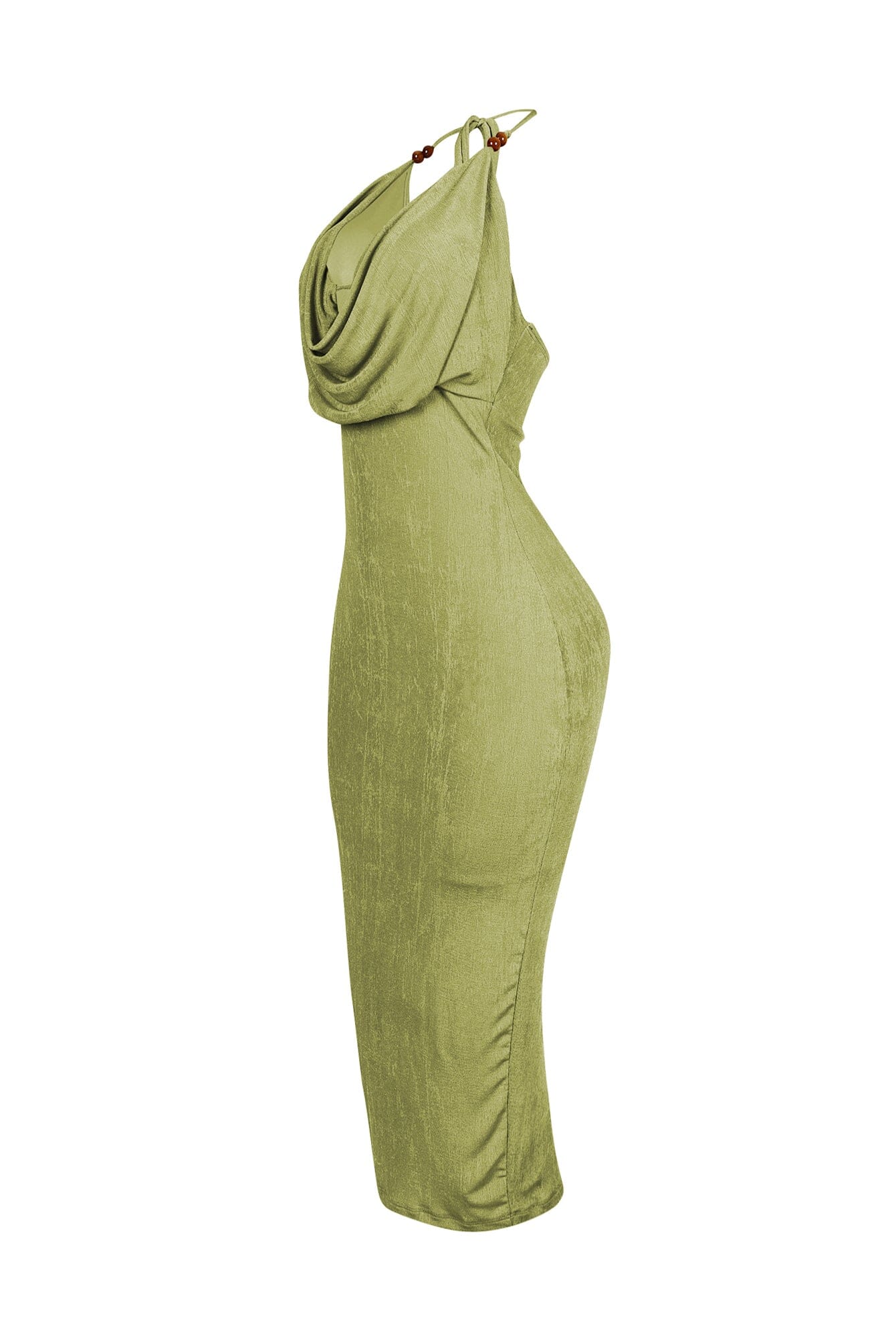Truffle Slinky Cowl Neck Halter Midi Dress - Image 10