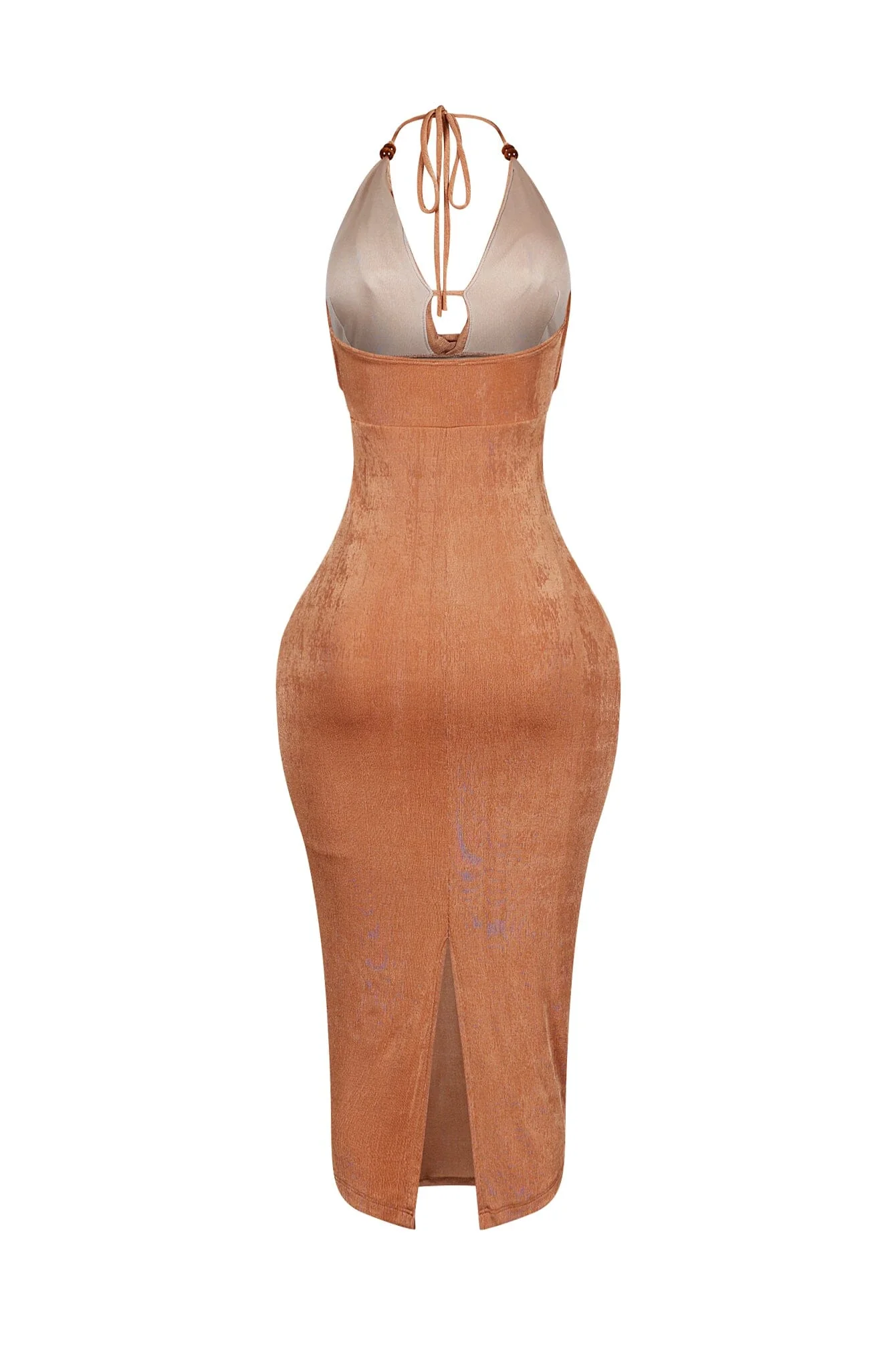 Truffle Slinky Cowl Neck Halter Midi Dress - Image 15