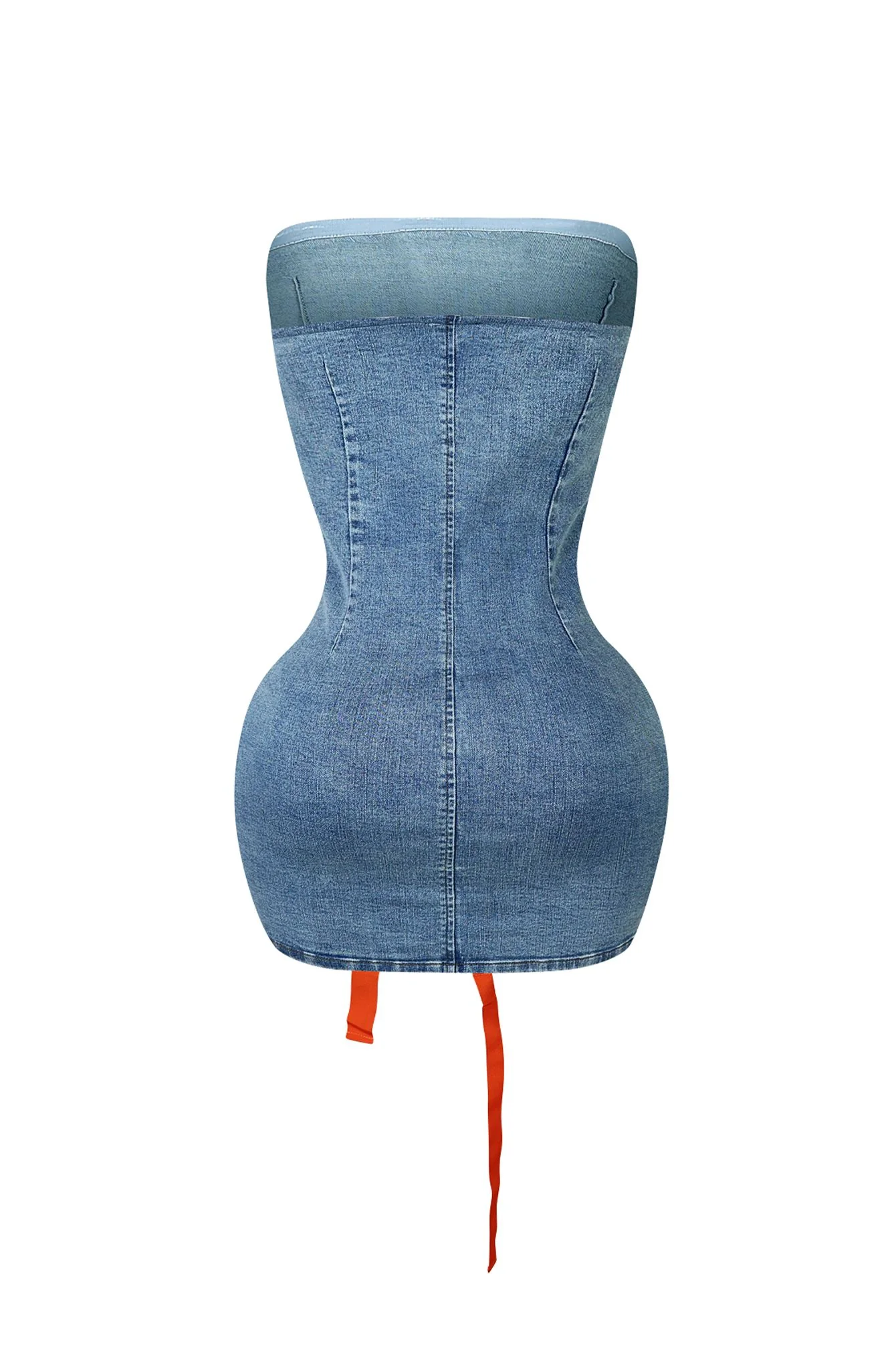 U Go Girl Color Block Denim Strapless Dress - Image 3