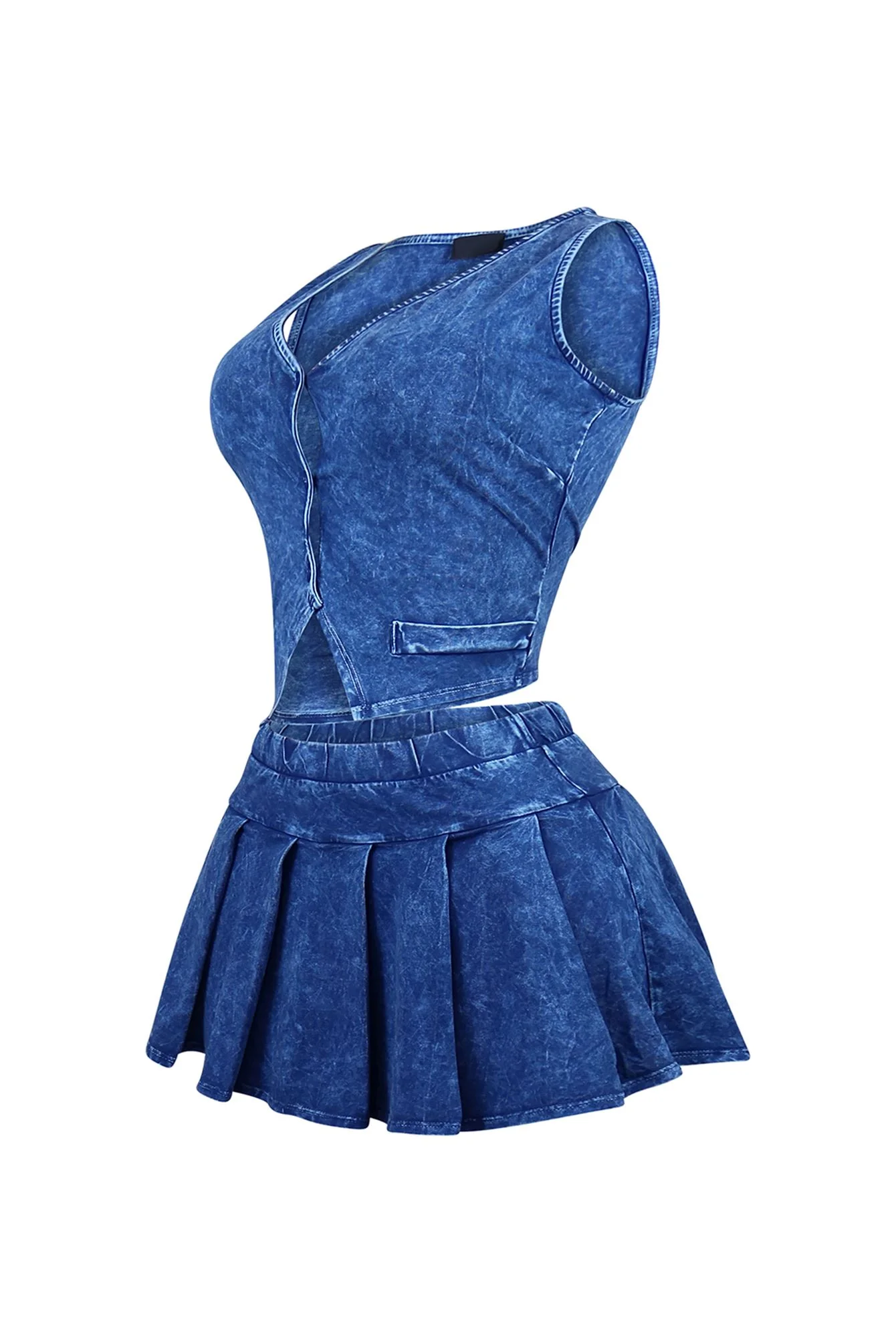 Valerie Mineral Washed Vest & Skort SET - Image 4