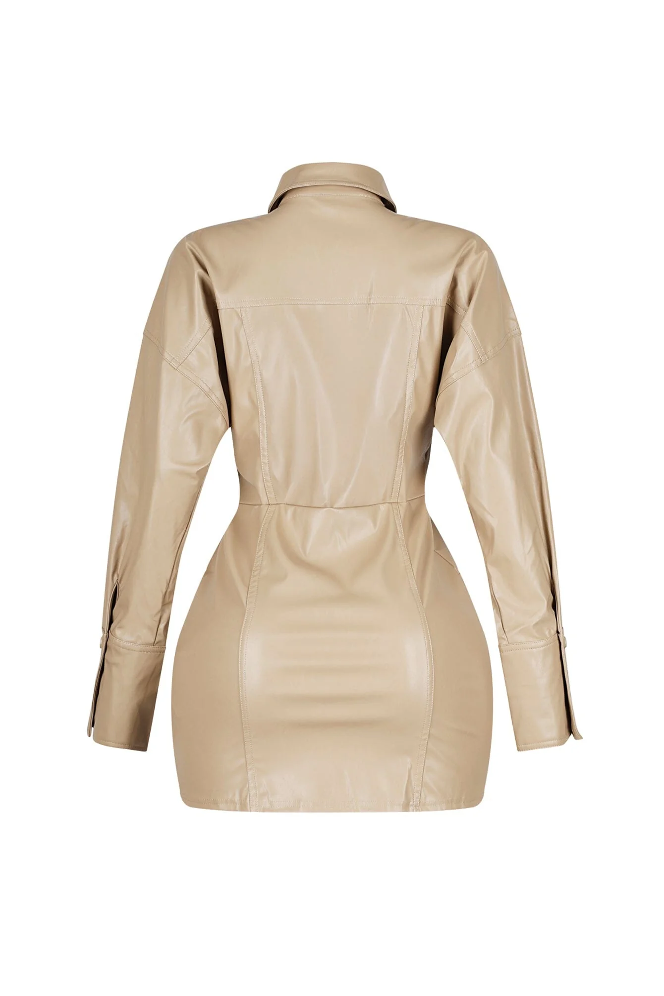 Velora Noir PU Button Up Dress - Image 9