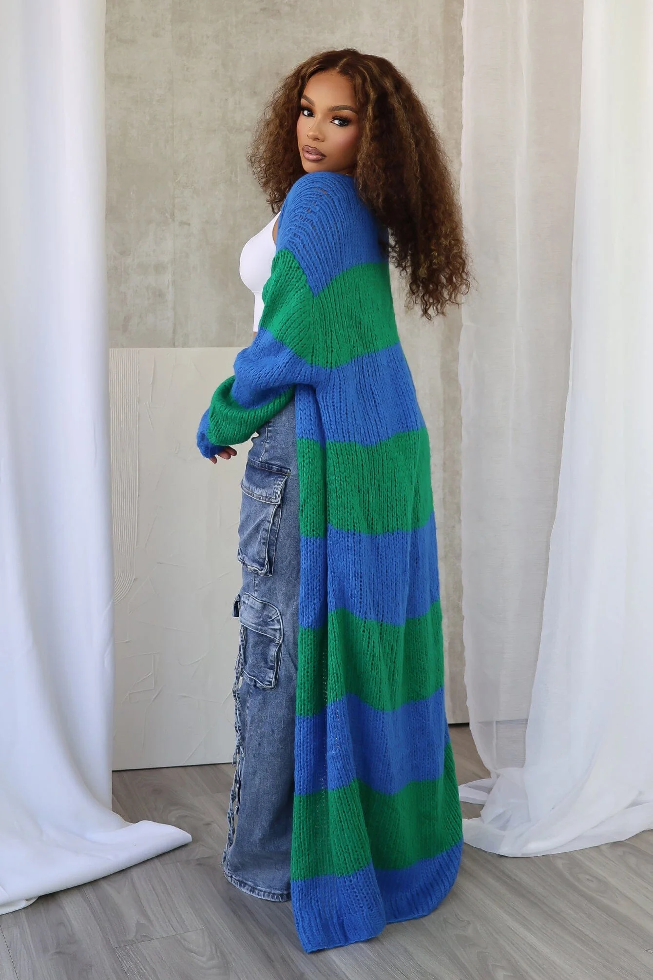 Vivid Dream Color Block Long Cardigan - Image 3