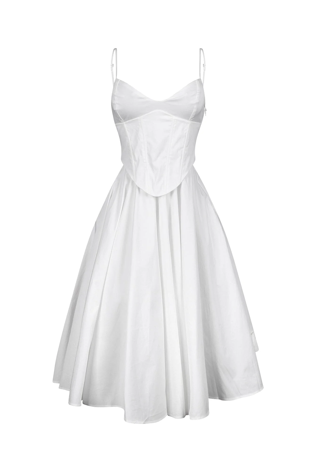 Voluminous Poplin Corset Midi Dress - Image 10