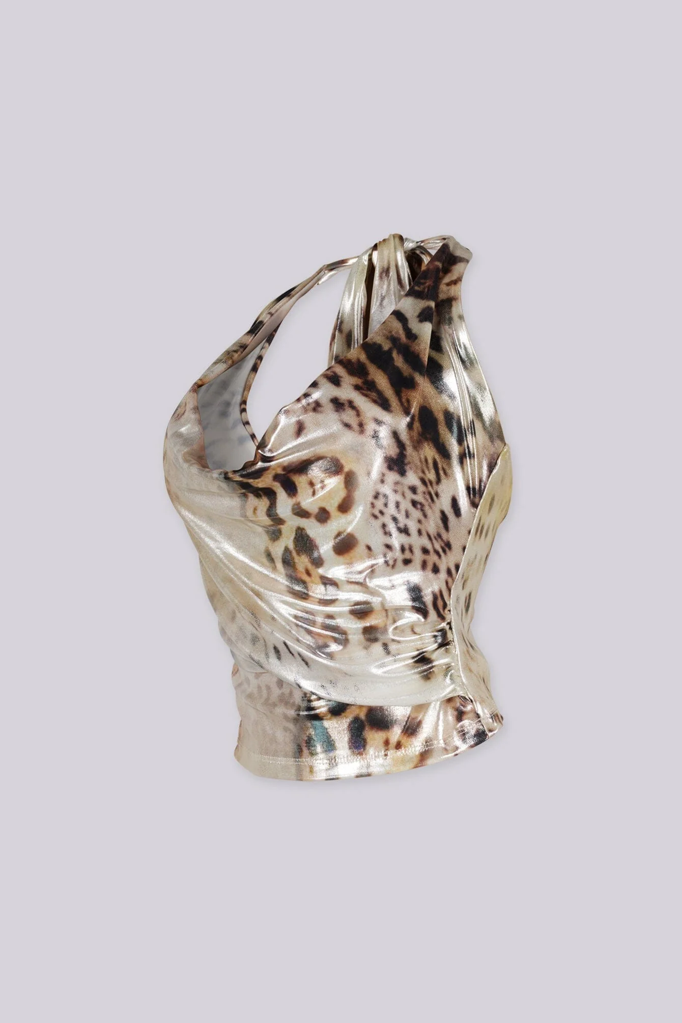 Wild Gold Ruched Halter Top - Image 4