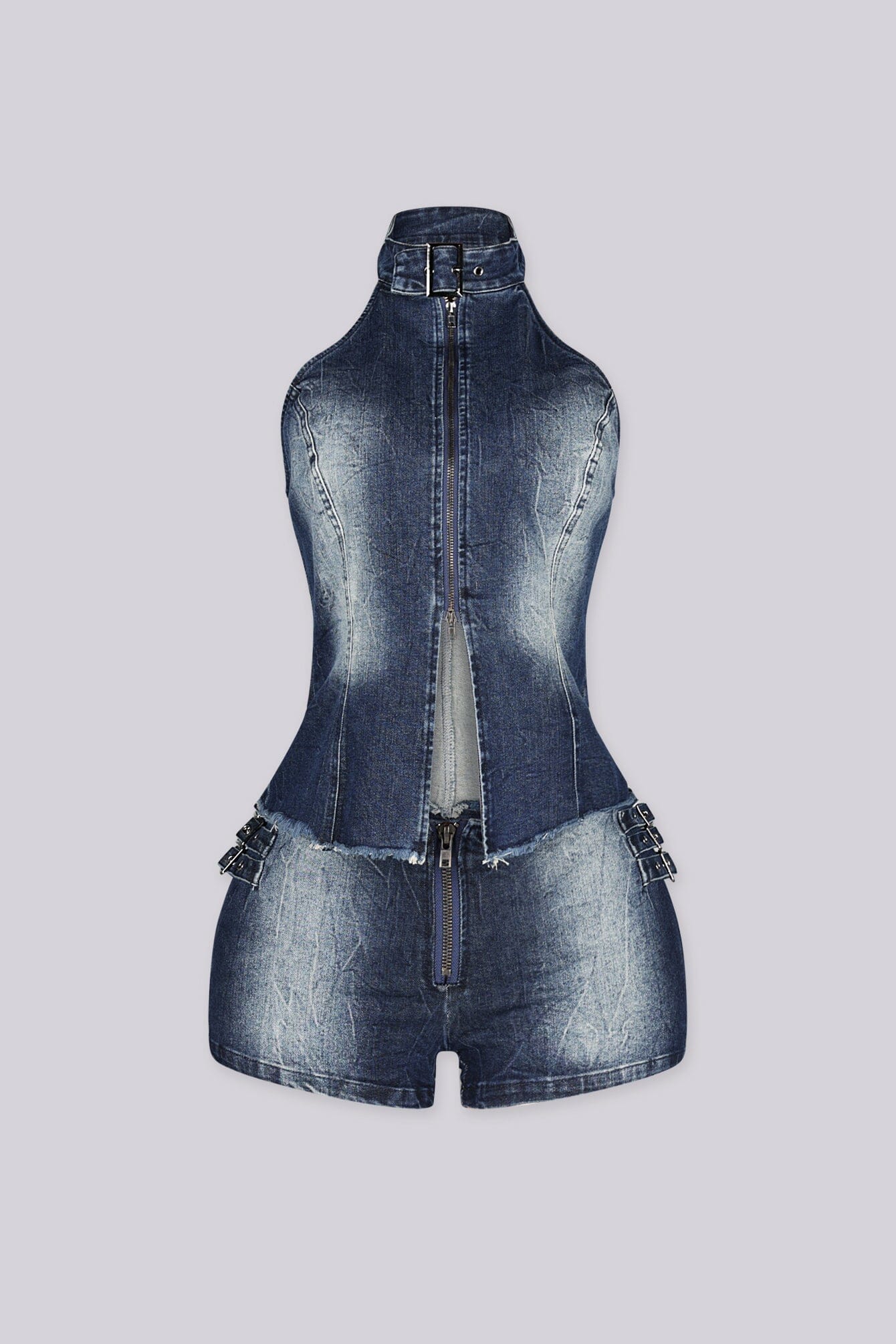 Zipstorm Denim Halter Top & Shorts SET - Image 4