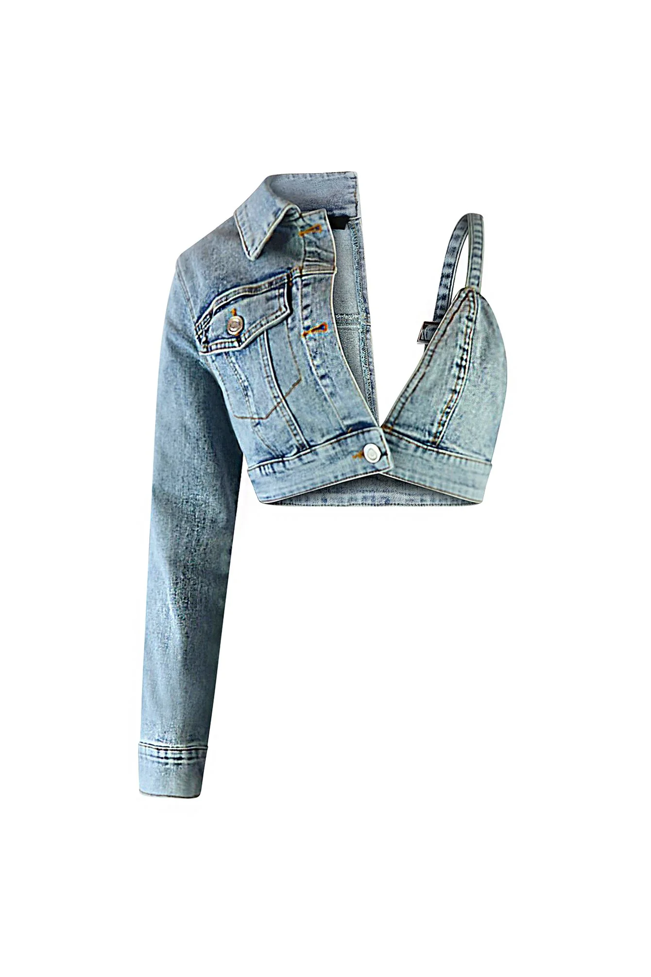 Ziva One Of Kind Denim Crop Top - Image 3